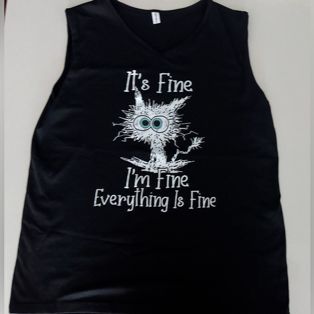 NWOT Everything Is Fine 🐱 Sleeveless Shirt